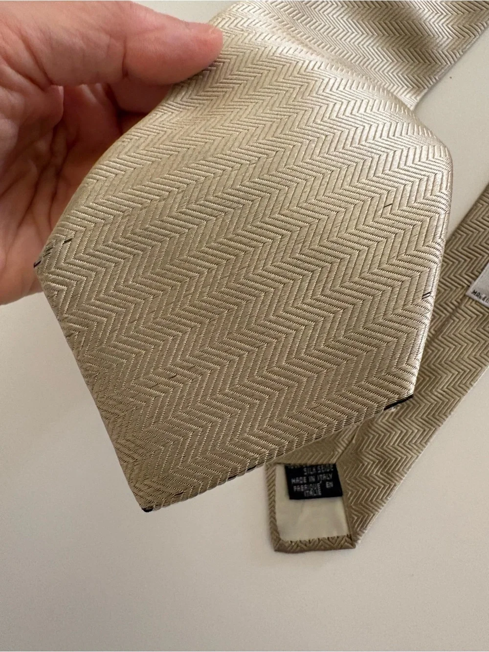 Dolce & Gabbana Beige Chevron Silk Scarf / Tie Accessory